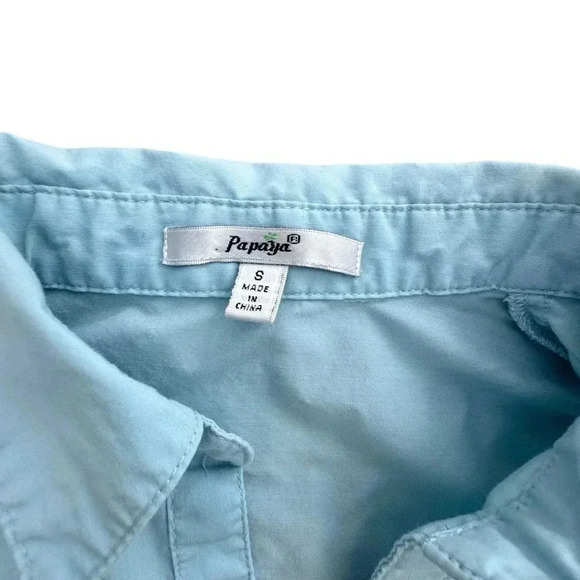 Women's Size Small Long Sleeve Button Down Shirt Blouse Blue business casual - Picture 5 of 8